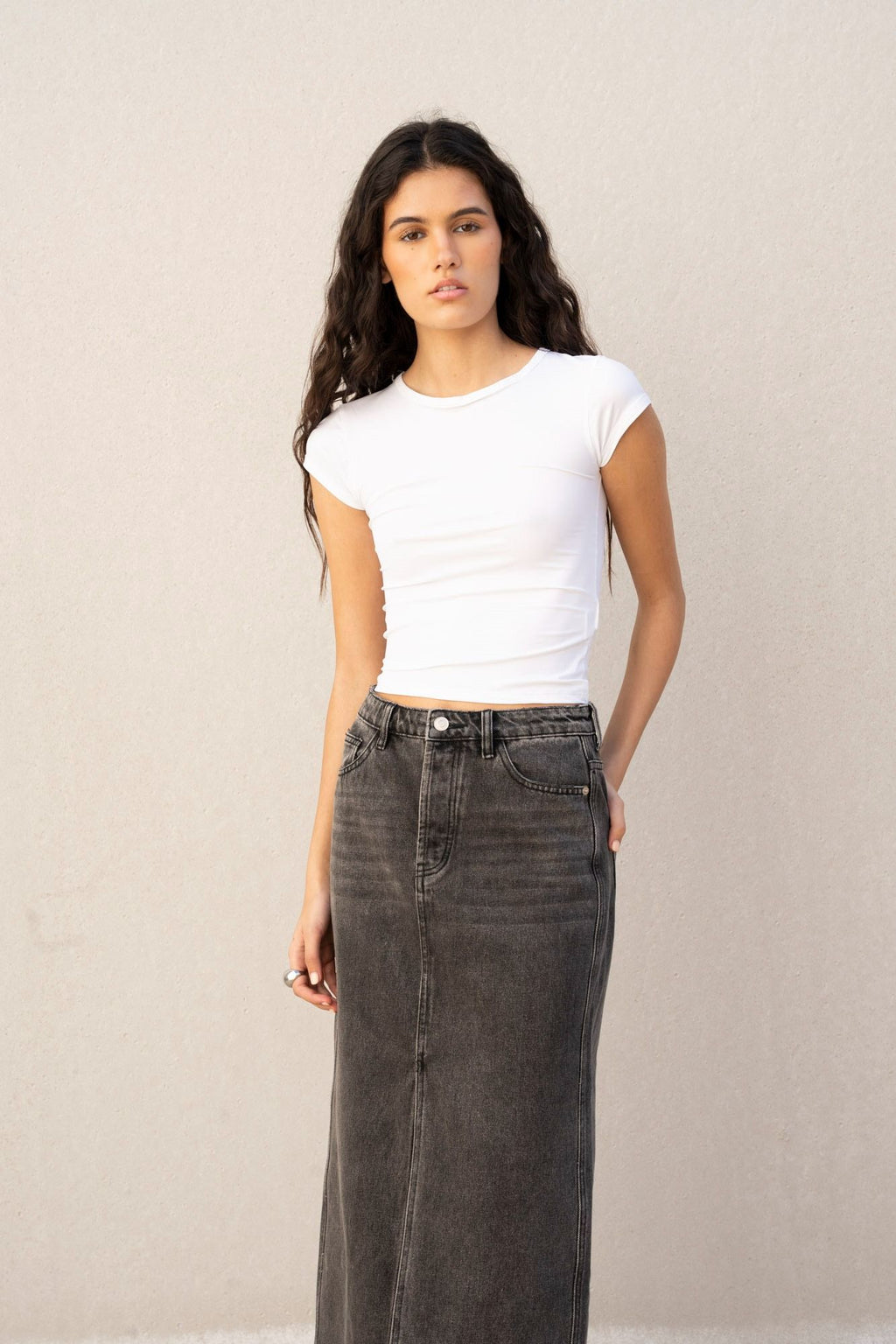 FALDA MIDI DENIM