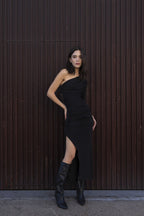 VESTIDO MIDI ASIMETRICO