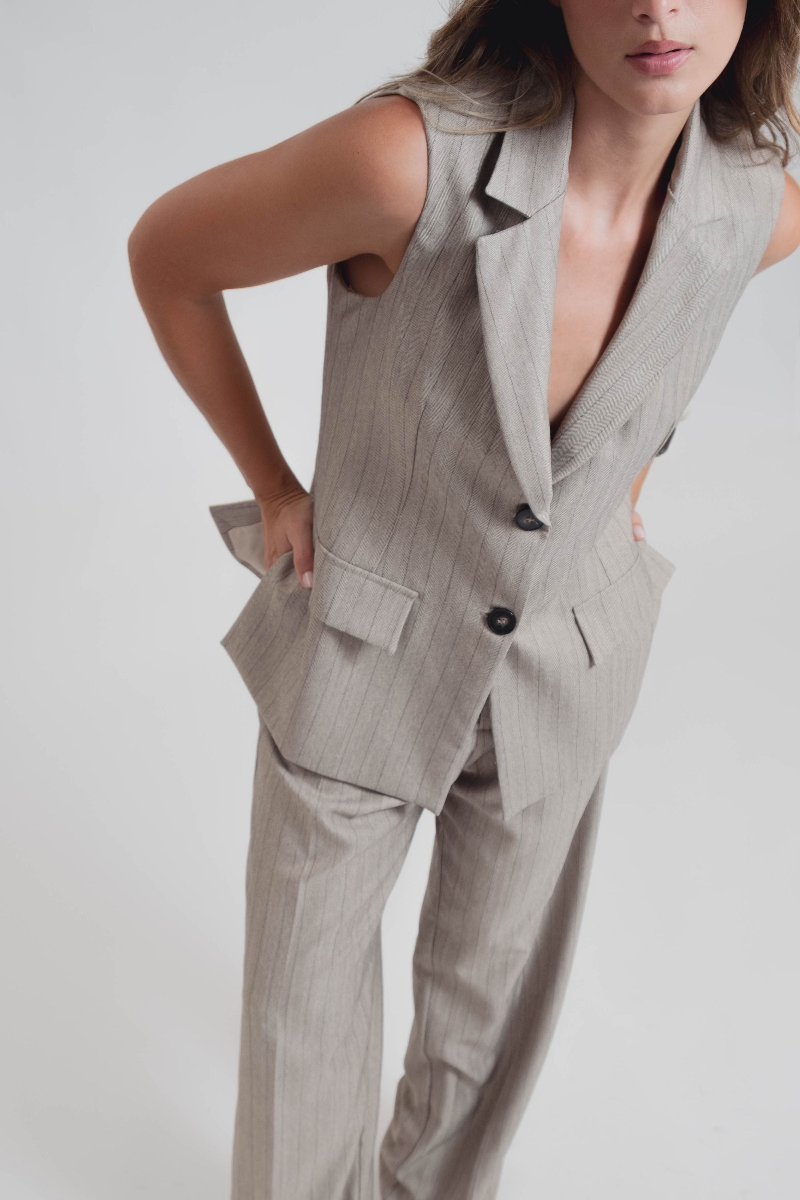 PANTALÓN PINZAS RAYA DIPLOMÁTICA
