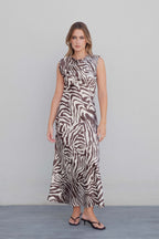 VESTIDO MIDI SATINADO ESTAMPADO